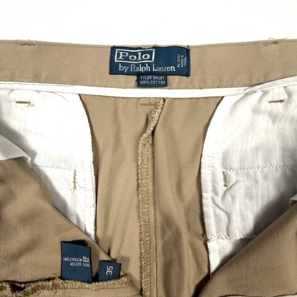Polo Ralph Lauren Tyler Shorts Mens 35 Khaki Tan Double Pleated Cotton Chino - Picture 5 of 6